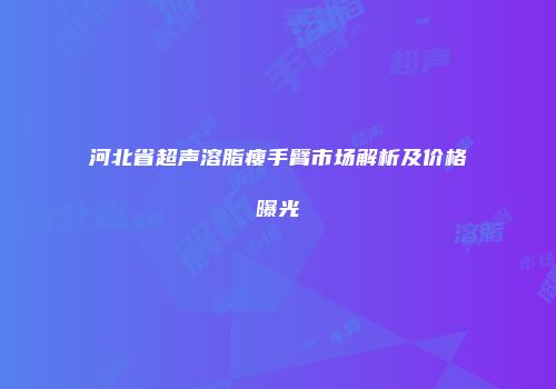 河北省超声溶脂瘦手臂市场解析及价格曝光