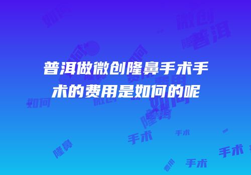 普洱做微创隆鼻手术手术的费用是如何的呢