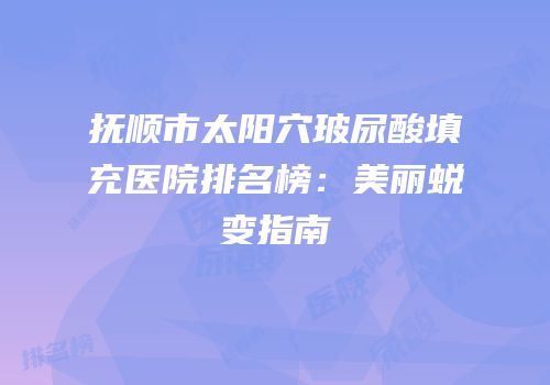抚顺市太阳穴玻尿酸填充医院排名榜：美丽蜕变指南