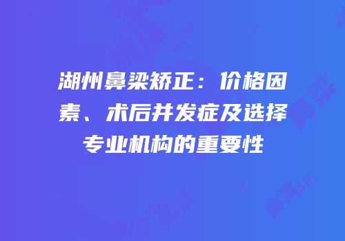 湖州鼻梁矫正：价格因素、术后并发症及选择专业机构的重要性