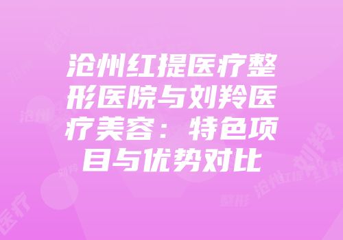 沧州红提医疗整形医院与刘羚医疗美容：特色项目与优势对比
