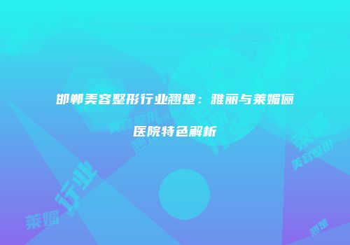邯郸美容整形行业翘楚：雅丽与莱媚俪医院特色解析