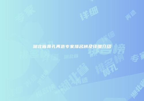 湖北省鼻孔再造专家排名榜及详细介绍