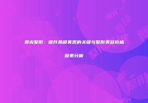 鼻尖整形：提升鼻部美观的关键与整形美容价格因素分析