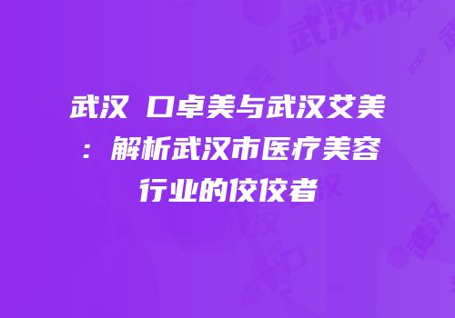 武汉硚口卓美与武汉艾美：解析武汉市医疗美容行业的佼佼者