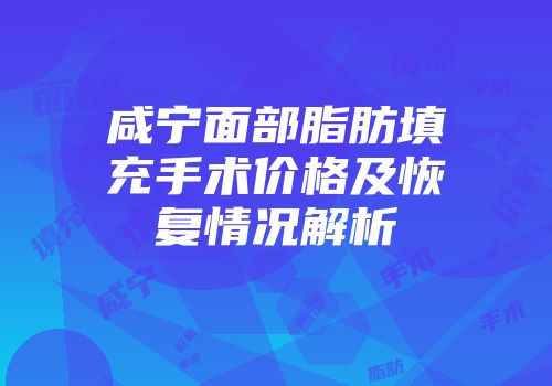 咸宁面部脂肪填充手术价格及恢复情况解析