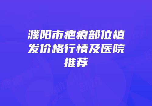 濮阳市疤痕部位植发价格行情及医院推荐
