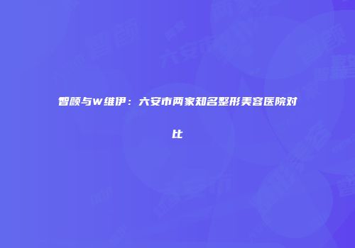 智颜与W维伊：六安市两家知名整形美容医院对比