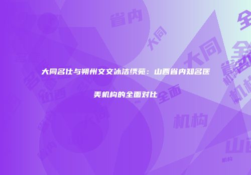 大同名仕与朔州文文冰洁绣苑：山西省内知名医美机构的全面对比