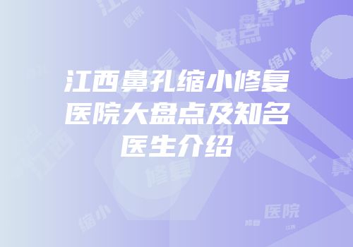 江西鼻孔缩小修复医院大盘点及知名医生介绍