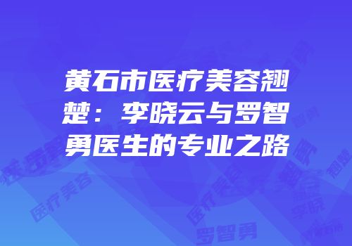 黄石市医疗美容翘楚：李晓云与罗智勇医生的专业之路