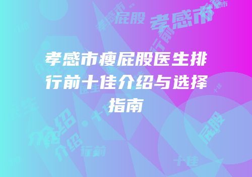 孝感市瘦屁股医生排行前十佳介绍与选择指南