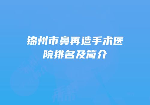 锦州市鼻再造手术医院排名及简介