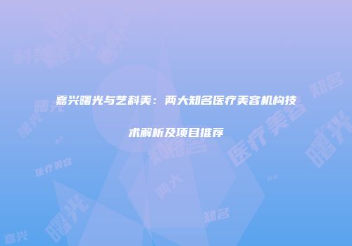 嘉兴曙光与艺科美：两大知名医疗美容机构技术解析及项目推荐