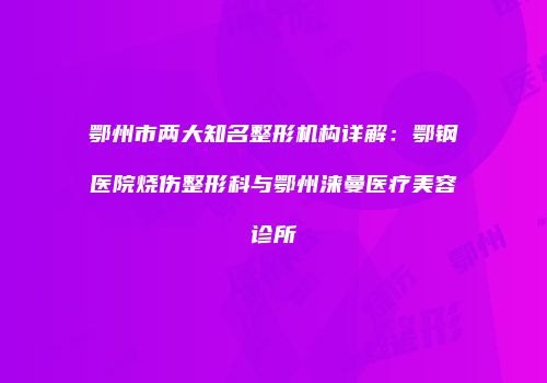 鄂州市两大知名整形机构详解：鄂钢医院烧伤整形科与鄂州涞曼医疗美容诊所