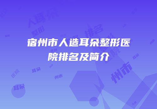 宿州市人造耳朵整形医院排名及简介