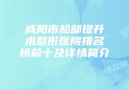 咸阳市脸部提升术整形医院排名榜前十及详情简介