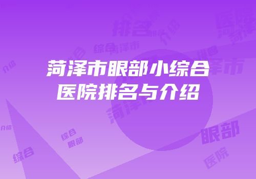 菏泽市眼部小综合医院排名与介绍