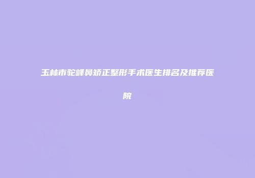 玉林市驼峰鼻矫正整形手术医生排名及推荐医院
