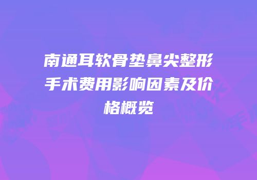 南通耳软骨垫鼻尖整形手术费用影响因素及价格概览