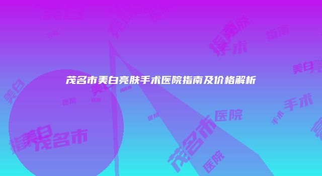 茂名市美白亮肤手术医院指南及价格解析