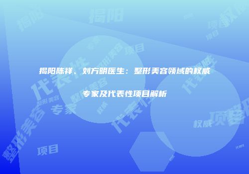 揭阳陈祥、刘方明医生:整形美容领域的权威专家及代表性项目解析