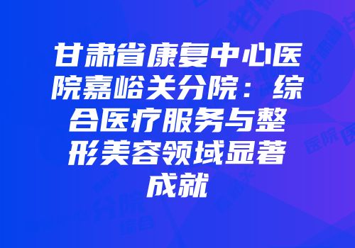 甘肃省康复中心医院嘉峪关分院：综合医疗服务与整形美容领域显著成就