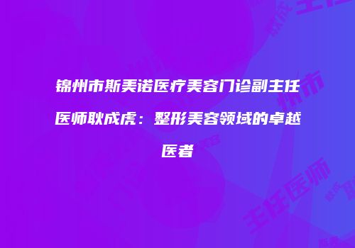 锦州市斯美诺医疗美容门诊副主任医师耿成虎：整形美容领域的卓越医者