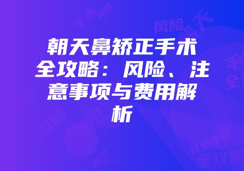 朝天鼻矫正手术全攻略：风险、注意事项与费用解析