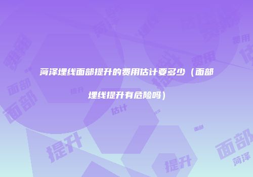 菏泽埋线面部提升的费用估计要多少（面部埋线提升有危险吗）