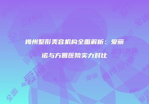 梅州整形美容机构全面解析:爱丽诺与方圆医院实力对比