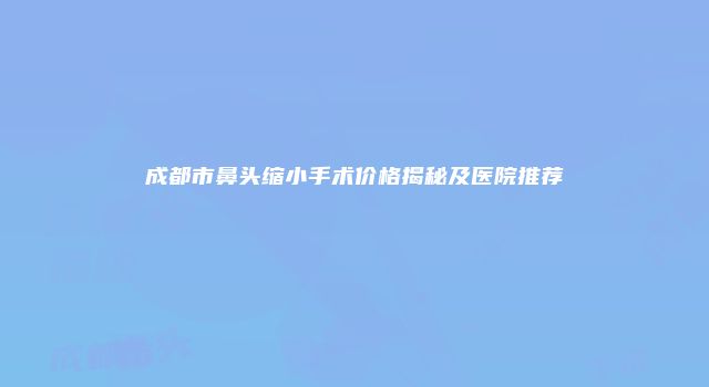 成都市鼻头缩小手术价格揭秘及医院推荐