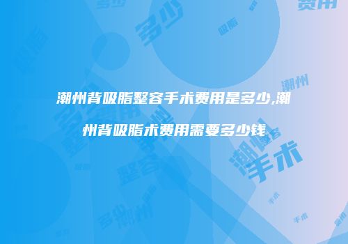 潮州背吸脂整容手术费用是多少,潮州背吸脂术费用需要多少钱