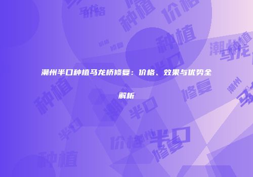 潮州半口种植马龙桥修复：价格、效果与优势全解析