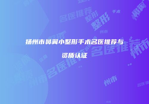 扬州市鼻翼小整形手术名医推荐与资质认证
