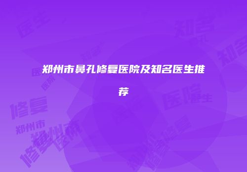 郑州市鼻孔修复医院及知名医生推荐