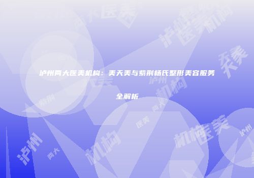 泸州两大医美机构：美天美与紫荆杨氏整形美容服务全解析