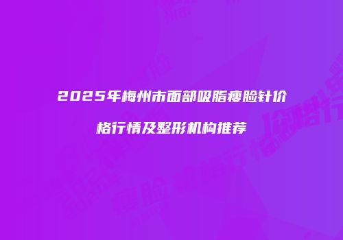 2025年梅州市面部吸脂瘦脸针价格行情及整形机构推荐