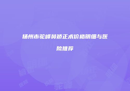 扬州市驼峰鼻矫正术价格明细与医院推荐