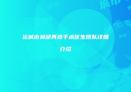 运城市鼻部再造手术医生团队详细介绍