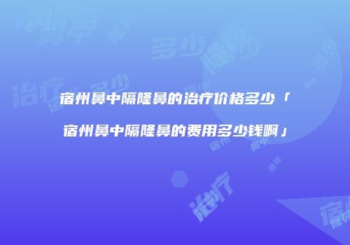 宿州鼻中隔隆鼻的治疗价格多少「宿州鼻中隔隆鼻的费用多少钱啊」