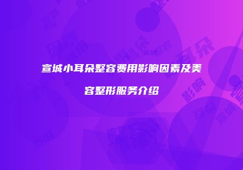 宣城小耳朵整容费用影响因素及美容整形服务介绍