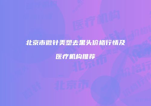 北京市微针美塑去黑头价格行情及医疗机构推荐