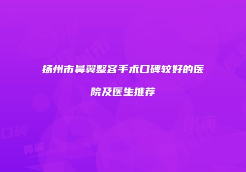 扬州市鼻翼整容手术口碑较好的医院及医生推荐