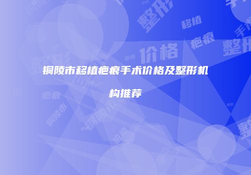 铜陵市移植疤痕手术价格及整形机构推荐