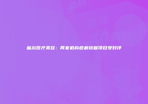 临汾医疗美容:两家机构痘痕修复项目受好评