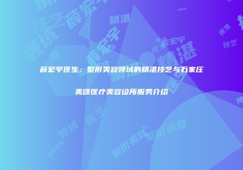 薛宏宇医生：整形美容领域的精湛技艺与石家庄美颂医疗美容诊所服务介绍