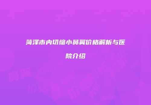菏泽市内切缩小鼻翼价格解析与医院介绍