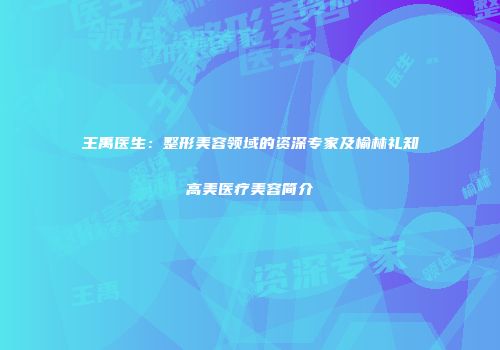 王禹医生：整形美容领域的资深专家及榆林礼知高美医疗美容简介
