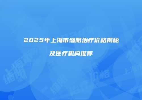 2025年上海市缩阴治疗价格揭秘及医疗机构推荐